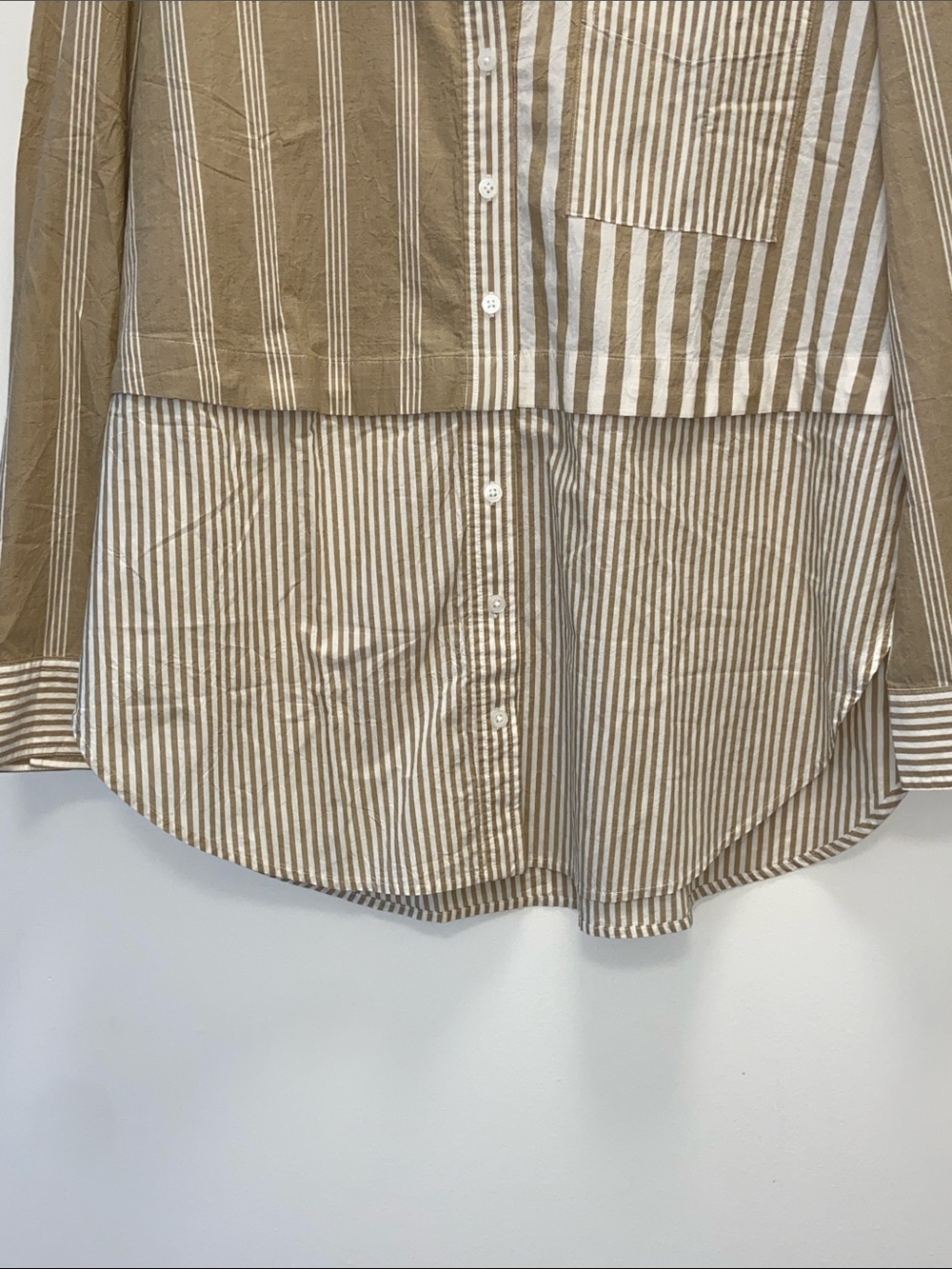 Madewell Tan White Striped Modular Oversized Button-Down Shirt 3761 - Picture 8 of 13